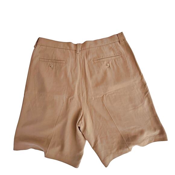 Tommy Bahama Tan Khaki Beige 100% Silk Shorts Sz 34 9" Inseam Front Pleat - Picture 2 of 8